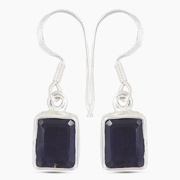 Natural Iolite Silver Earrings