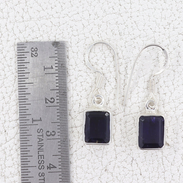 Natural Iolite Silver Earrings