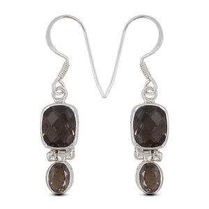 Smoky Quartz Silver Earring