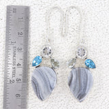 Gray Druzy Quartz Silver Earring