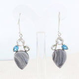 Gray Druzy Quartz Silver Earring