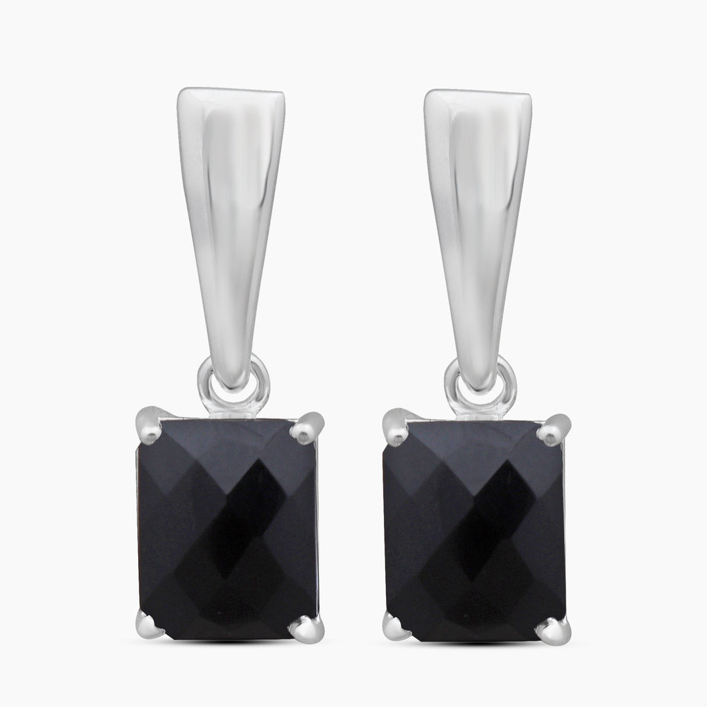Black Onyx Silver Earrings