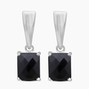 Black Onyx Silver Earrings