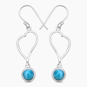 Natural Larimar Silver Earrings