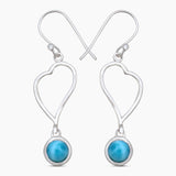 Natural Larimar Silver Earrings