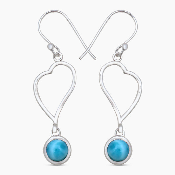 Natural Larimar Silver Earrings