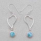 Natural Larimar silver  Earrings