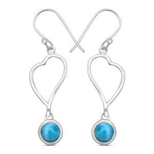 Natural Larimar silver  Earrings