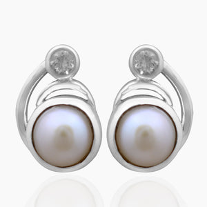 Pearl Silver Studs Earrings