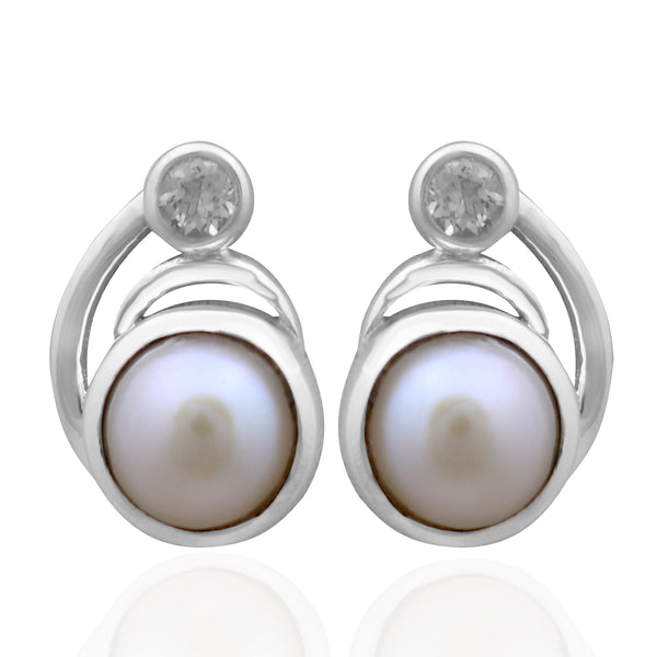 Pearl Silver Studs Earrings