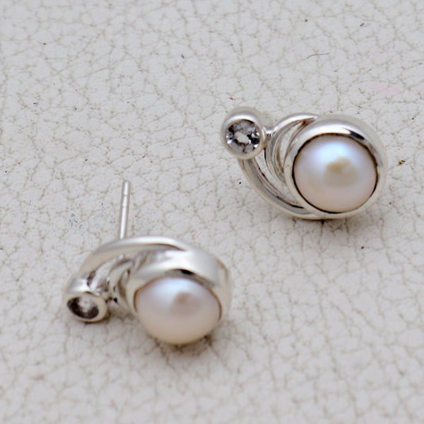 Pearl Silver Studs Earrings