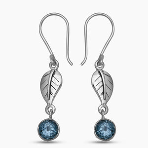 Natural Blue Topaz Silver Earrings