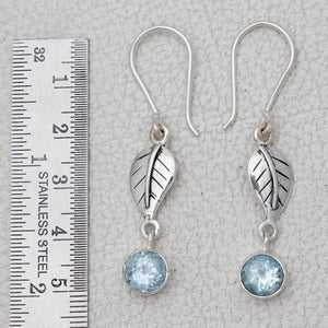 Natural Blue Topaz Silver Earrings
