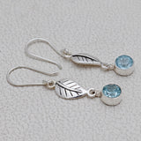Natural Blue Topaz Silver Earrings