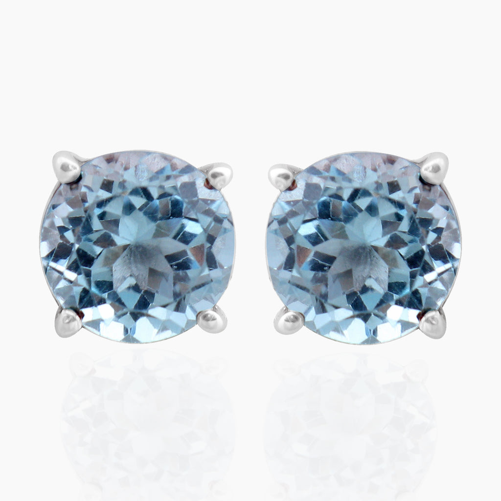 Blue Topaz Silver Studs Earrings