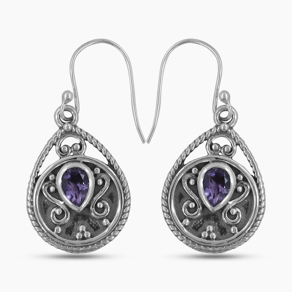 Garnet Silver Earrings