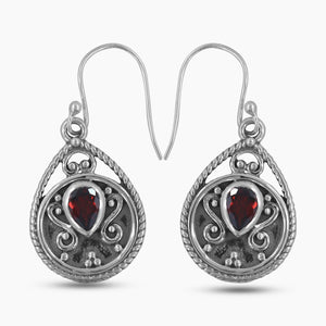 Garnet Silver Earrings