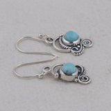 Natural Larimar Silver Earrings