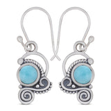 Natural Larimar Silver Earrings