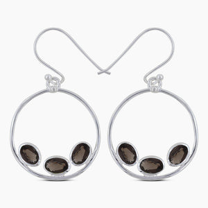 Smoky Quartz Silver Earrings
