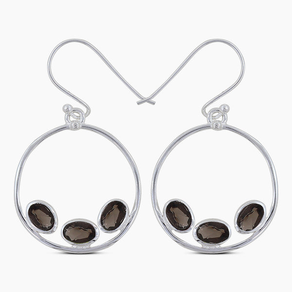 Smoky Quartz Silver Earrings