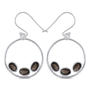 Smoky Quartz Silver Earrings