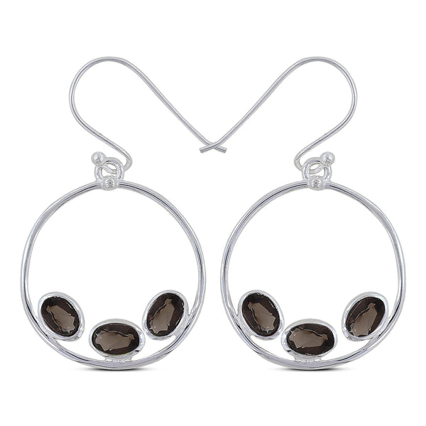 Smoky Quartz Silver Earrings