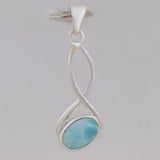 Natural Larimar Pendant 925 Sterling Silver