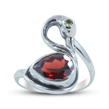 Garnet Peridot Silver Ring