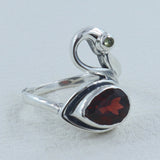 Garnet Peridot Silver Ring