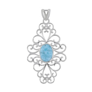 925 Sterling Silver Larimar Pendant