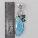 925 Sterling Silver Larimar Pendant