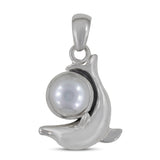 925 Sterling Silver Pearl Dolphin Pendant