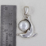 925 Sterling Silver Pearl Dolphin Pendant