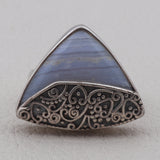 Blue Lace Agate Gemstone 925 Sterling Silver