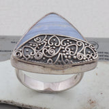 Blue Lace Agate Gemstone 925 Sterling Silver