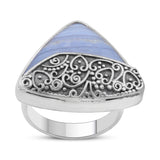 Blue Lace Agate Gemstone 925 Sterling Silver