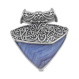 Blue Lace Agate Gemstone 925 Sterling Silver