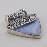 Blue Lace Agate Gemstone 925 Sterling Silver