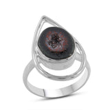 Mexican Coconut Geode Silver Ring