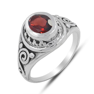 925 Sterling Silver Garnet Rings