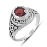 January Birthstone Garnet Sterling Silver Ring