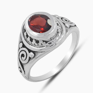 925 Sterling Silver Garnet Rings