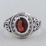 January Birthstone Garnet Sterling Silver Ring