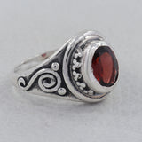 January Birthstone Garnet Sterling Silver Ring