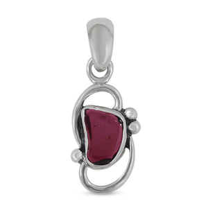 925 Silver Natural Garnet Slice Pendant