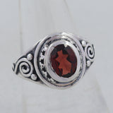 January Birthstone Garnet Sterling Silver Ring