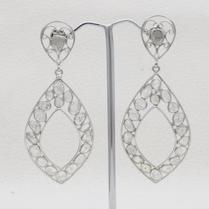 925 Sterling Silver Uncut Diamond Dangle Earrings