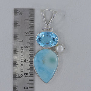 925 Sterling Silver Larimar Pendant