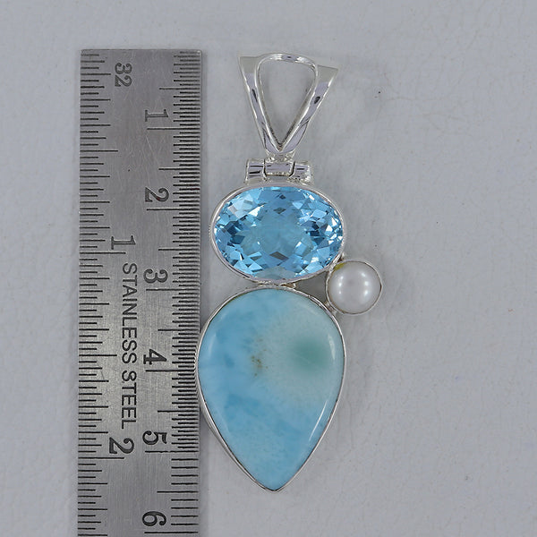 925 Sterling Silver Larimar Pendant